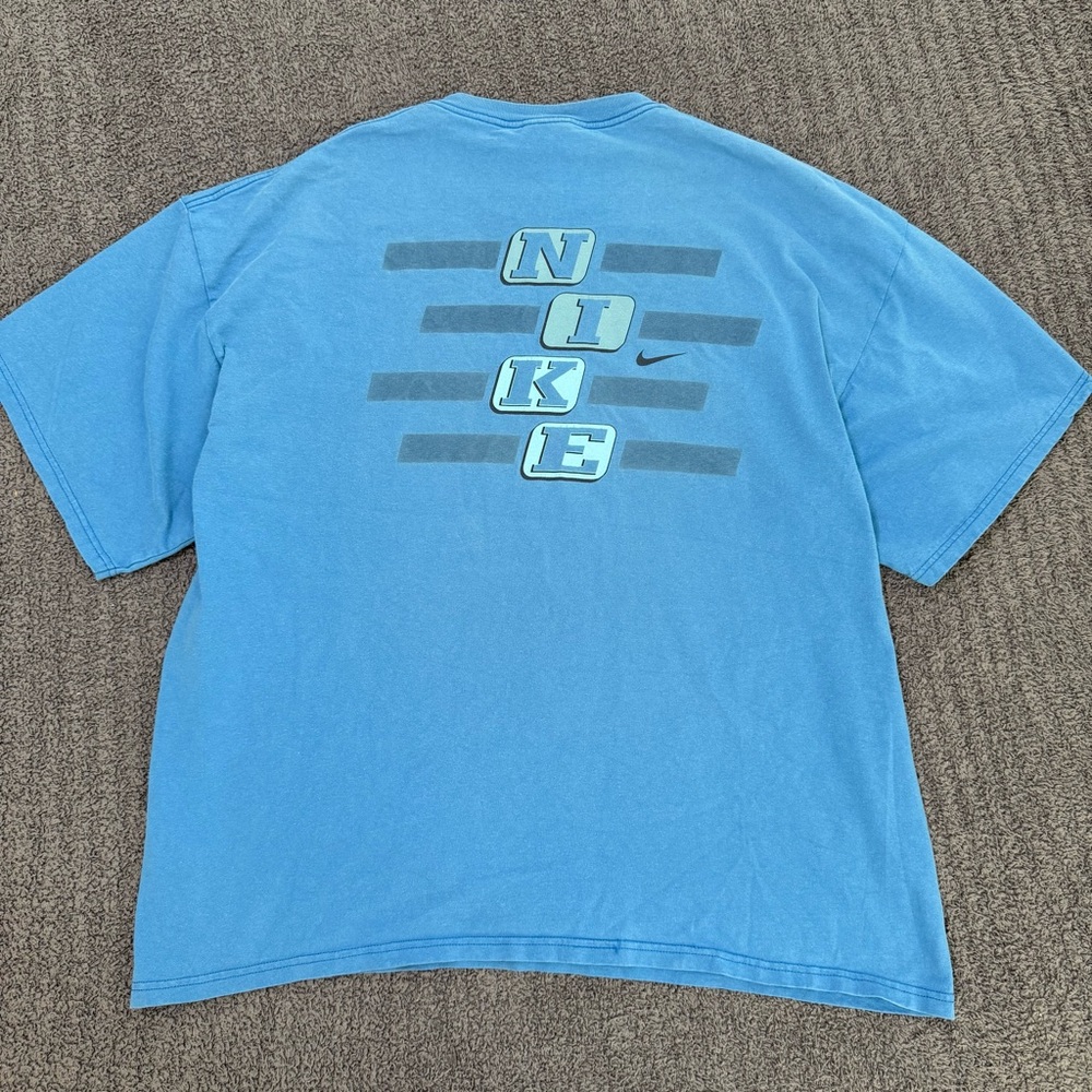 🔥 90s Y2K Vintage Nike Athletics Graphic T Shirt Blue Back Logo Men’s XXL